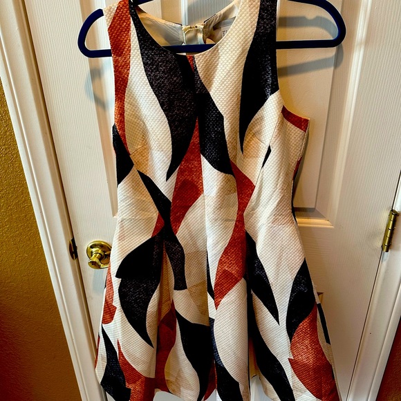 Two piece dress and poncho combo in brown cream and black. Dress never worn - Picture 1 of 5